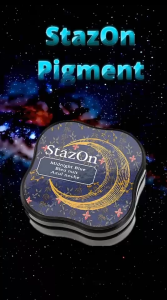 StazOn Pigment หมึกกันน้ำ 15มล. ญี่ปุ่น หมึกเติม แท่นประทับ สำหรับปั๊มบน, โลหะ, ผ้า, พลาสติก, ไม้, หนังแก้วอะคริลิค และอื่นๆ