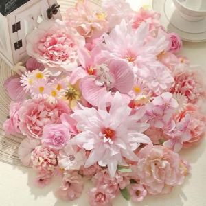 Artificial Flowers Pink Combo Set Silk Fake Flower for Wedding Marriage Bride Decoration Home Room Decor DIY Gifts Accessories