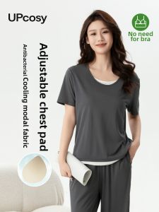 UPcosy | Summer Lightweight Short Sleeve Chest Pad Modal Sleepwear Set