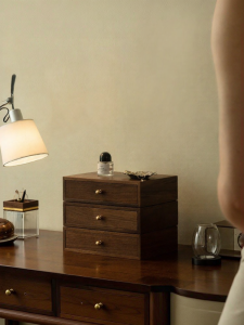 NORDIC MORE | High-Quality Wooden Cosmetic Storage Box With Drawer Dustproof
