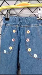 Celana Jeans Panjang Jogger Anak Perempuan Bahan Denim Lucu untuk Cewek Usia 1 - 5 Tahun