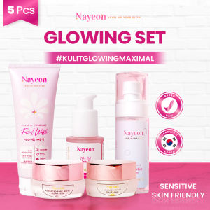 Nayeon skin care korea paket glowing 5pcs facial wash+brightenining serum+facial mist toner+night cream+day cream nayeon