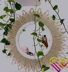 cermin rotan sintetis  matahari kaca30cm/cermin hias