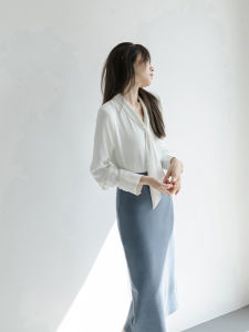 YAOMUHUA | Gentle Pink Ribbon Long Sleeve Shirt