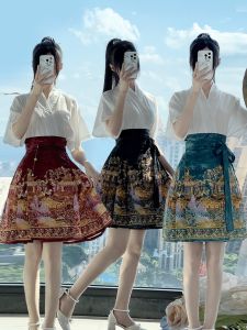 Váy Ngắn Nửa Thân Phong Cách Trung Hoa Thường Ngày Váy Hanfu Cải Tiến Theo Phong Cách Ming Váy Chữ a Cổ Điển Dành Cho Nữ