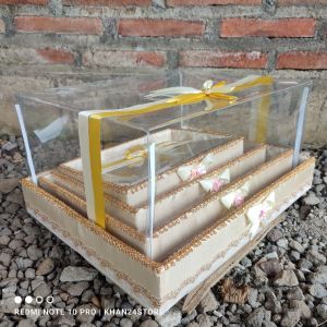 Kotak Hantaran Pernikahan Isi 4 Kotak Seserahan Lengkap Dengan Mika Tutup Siku dan Pita