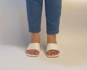Sandal Heels Wanita 41 42 43 44 45 Jumbo Putih Hitam Cream - sandal hak tahu 5cm ibu kondangan