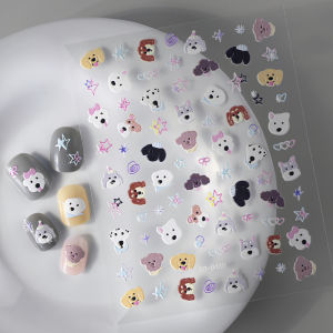 1Pcs 5D Lovely Dog/Cat Nail Art Stickers Cartoon Puppy Kitten Pet Animal Adhesive Nail Decals Y2K Manicure Decorations Sliders &