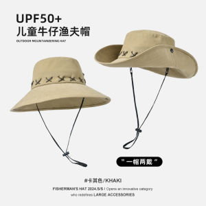Childrens Fishing Cap Western Cowboy Sun Protection Hat Adjustable round Top Wide Brim Hiking Traveling Camping Outdoor Cap