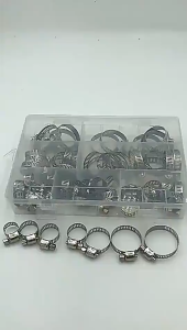 60pcs Boxed 304 Stainless Steel American Style Hose Clamps Set for Oil Pipes 8-38mm Adjustable Stainless Steel Pipe Clamps Fixed Pipe Clamps Cable Clamps and More.
