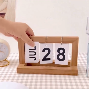 Wooden Paging Calendar Modern Style Date Wooden Calendar Board Flip Desktop Table Minimalist Home Office Decoration Display AT