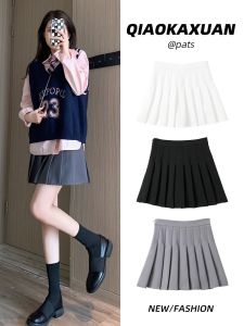 Váy Xếp Ly Chữ a Màu Xám Cạp Cao Cho Nữ Mùa Hè Váy Ngắn Váy Chữ a Cỡ Lớn Váy Ngắn Cho Học Sinh