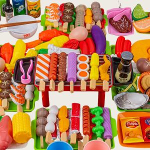 Baby Dress Up Kitchen Toys BBQ Set Kids Simulated BBQ Cookware Cooking Simulated Food Cosplay Educational Gift Toys