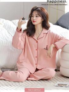 Bộ Đồ Ngủ Nữ Thời Trang Có Đệm Ngực Mặc Ở Nhà Thoải Mái Dễ Thương Mùa Thu 2024 Bộ Đồ Mặc Nhà Phong Cách Nhật Bản