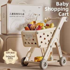 Kids Play Shopping Cart Toy for Kitchen Pretend Play