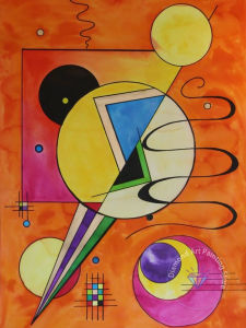 Jigsaw Puzzle 1000pcs Kandinsky Style Colorful Abstract Circles And Squares Art For Adults Stress Relief Puzzle Fun Present