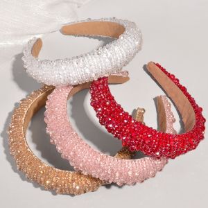 Baroque Fashion Colorful Full Rhinestones Headbands Luxury Shiny Padded Crystal Wedding Headband For Women Bride