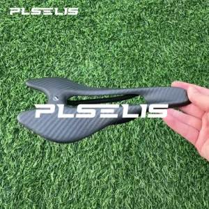 Plselis Carbon Fiber Road Bicycle Saddle Hollow Breathable Ergonomic Lightweight High-Strength Seat Cushion for Cycling