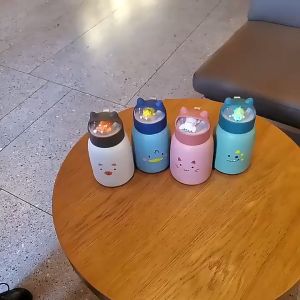 Rising Star Cute Cartoon Glass Cup With Lid Glass Water Cup Portable Heat Resistant Glass Coffee Cup