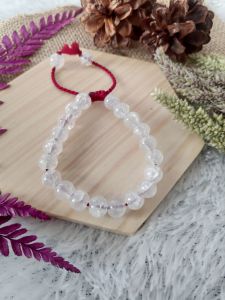 Gelang Tangan Clear Quartz 8mm • Gelang Tali Serut • Natural Gemstone Import