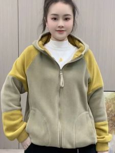 QIAOXIZI | Warm Thickened Flannel Hooded Zip-Up Coat for Middle-aged Women