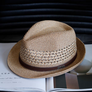หมวก Panama Breathable Summer Hat หมวกชายหาดแบบโปร่งสบายสำหรับฤดูร้อน หมวกทรงจั๊มส์สไตล์ปารีส หมวกทรงปากเป็ดสำหรับผู้ชายและผู้หญิง
