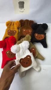 SpeakBaby.ID Produk / Topi Kupluk Rajut Bear Korea Anak Bayi Lucu Model terbaru