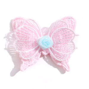 10Pcs 6CM Embroidery Fabric Butterfly Flowers Artificial Net Yarn Flower For DIY Craft Gift Clothing Supplies Wedding Decoration