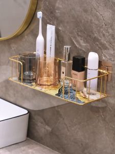 O-KAY Bathroom Toilet Rack Wall-Mounted Toilet Shower Bathroom Washstand Punch-Free Wall Long Storage Organization Shelves