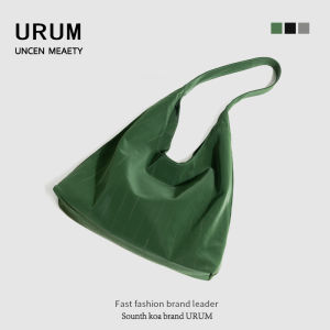 กระเป๋าถือหนังนิ่ม Urum Lazy Style กระเป๋าสะพายไหล่ข้างเดียวสำหรับเดินทาง ความจุขนาดใหญ่ กระเป๋าถือแบบพับได้ กระเป๋าถือแบบลำลอง