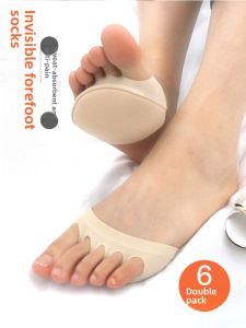 Five-Finger Toe Half Socks Anti-Pain Pad Cotton Bottom Sweat-Absorbent Anti-Pain Forefoot Pad Womens High Heels Handy Gadget Half Insole Slippers Socks