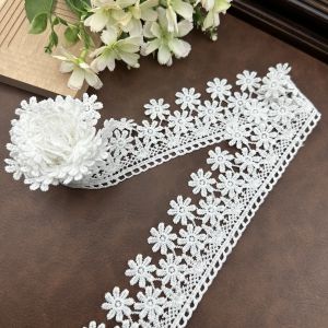 Ren Viền Ren Họa Tiết Hoa Cúc Xinh Xắn Rộng 2.17 Inch X Dài 15 Thước Chất Liệu Polyester Thân Thiện Với Môi Trường Dùng Trang Trí Đám Cưới Lãng Mạn Làm Đồ Thủ Công & Trang Trí Quần Áo.