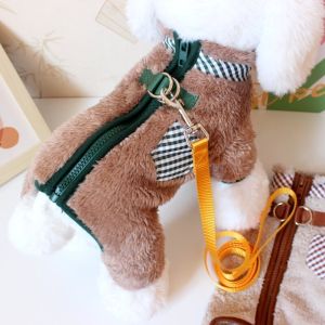 Dog Clothes Autumn and Winter Four-Legged Clothes Warm Fluffy Jacket Back Zipper Pet Cat Small Size Dogs Teddy Bichon