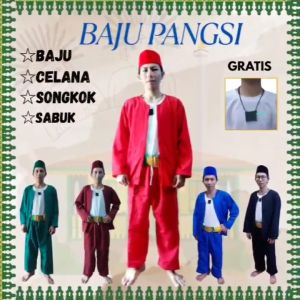 Baju Pangsi Betawi Dewasa Baju Celana Sabuk dan Songkok Tanpa Kaos