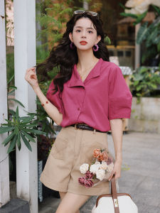 Chen Jiajie Retro Style Womens Shirt Summer Short Sleeve Loose Fit Slimming Top Commute Fashion Vintage Chinese Origin