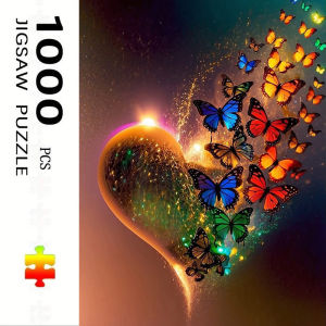 500/1000/1200/2000PCS Jigsaw Puzzle Beautiful Glowing Heart Butterfly Scene For Adults Perfect For Quiet Evening Activity