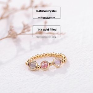 Natural Crystal Ring for Women Plated in White Gold Gold K Gold Embellished Finger Ring Gift for Bestie Fashionable Jewelry