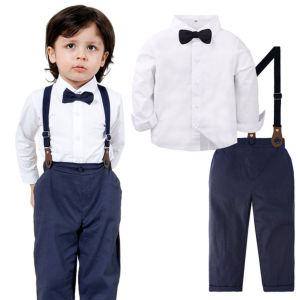 Baby Boy Outfit Toddler Fashion Gentleman Suit for Kids Formal Attire Child Birthday Photoshoot Clothes 1-7 Years Children Graduation Ceremony Blue Set