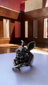 Pewterland Ringskull Rabbits Skull Cincin Tengkorak 3D Bahan Logam Timah Pria dan Wanita