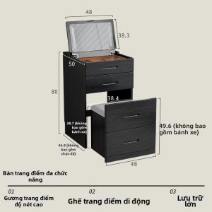 DONGMU | Bàn Trang Điểm Gỗ Nhỏ Gọn Tích Hợp Khoảng Lưu Trữ