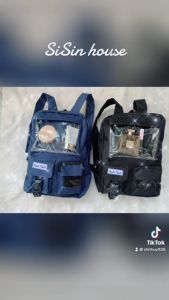 [FREE SHIP]Balo Hàn Quốc Thời Trang Đi Học Đi Chơi Phối Lưới Chống Thấm Hộp ngăn nhựa trong suốt cá tính