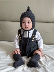 Autumn Baby Knitted Clothing Set Boy Romper + Collared Top