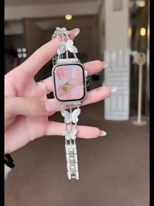 Bling Butterly Metal Strap for Apple Watch Band 38mm 40 41 42 44 45 46 49mm Bracelet IWatch Series 12 11 10 9 8 7 6 5 4 Ultra 2