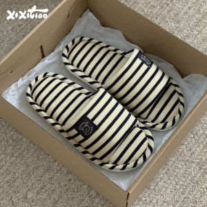 Dép Đi Trong Nhà Mùa Hè Thoáng Khí Thoải Mái Cho Nam Và Nữ Họa Tiết Sọc Đơn Giản Phong Cách Nhật Bản Dép Đi Trong Nhà Bằng Vải Cotton