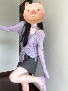 BINKAFENNY | เสื้อคาร์ดิแกนถักสีม่วง เสื้อคลุมกันหนาวบางสำหรับผู้หญิง ฤดูใบไม้ร่วงปี 2025 เสื้อคลุมกันหนาวสไตล์ไฮเอนด์ แขนยาว สไตล์เกาหลี