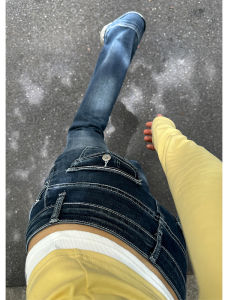 Retro Washed Bell Bottom Jeans High Waist Womens Elastic Loose Fit Denim Pants Long American Style Low Waist Bell Jeans