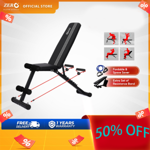Zero Healthcare Adjustable Weight Bench X - Multipurpose Foldable Design for Dumbbell Sit-Up & Full-Body Workouts | Home Gym Strength Training with Resistance Bands