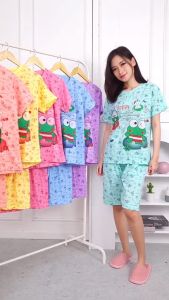 Baju Tidur Set Wanita 3/4 Jumbo Bahan Kaos Tebal