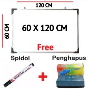 PAPAN TULIS WHITEBOARD FREE SPIDOL DAN PENGHAPUS PAPAN TULIS 2 SISI