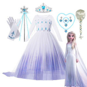 ZEEMIN Christmas Halloween Children Snow Queen Dress Kids Party Flower Elsa Costume Girls Princess Wedding Clothes Christmas White Frozen Sequin Clothing
